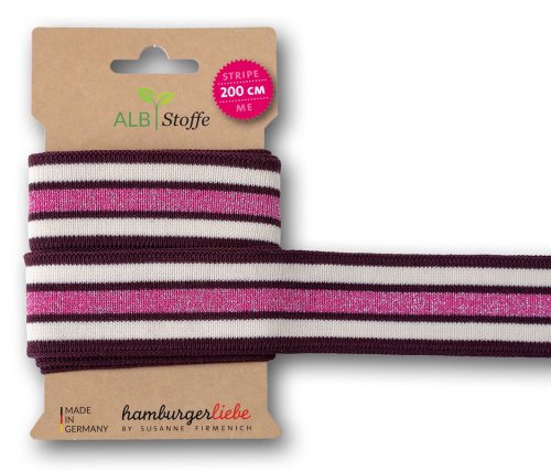 Bio Stripe Me - College Col. X63 - bordeaux/ortensia mit silber/meringa - Sparkle - Hamburger Liebe